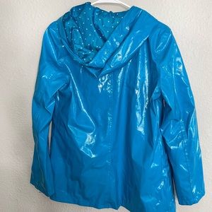Water resistant blue rain coat